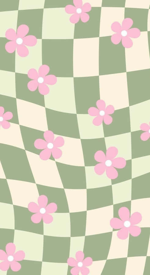 Pastel Floral Checkerboard Wallpaper