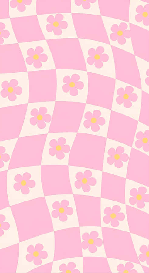 Pastel Floral Checkerboard Wallpaper