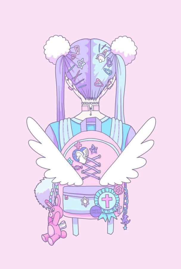 Pastel Goth Anime Girl With Lots Of Accessories Wallpaper