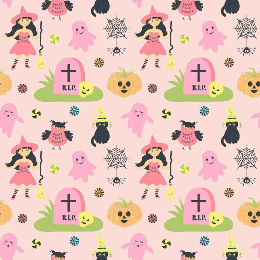 Pastel Halloween Pattern Wallpaper