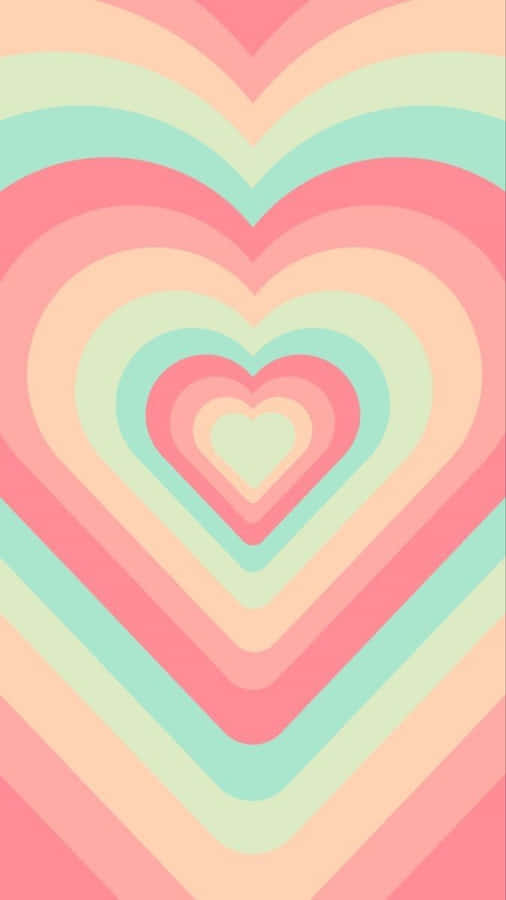 Pastel Heart Concentric Lines Wallpaper