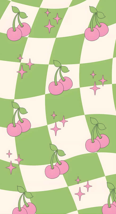 Pastel Indie Cherry Pattern Wallpaper