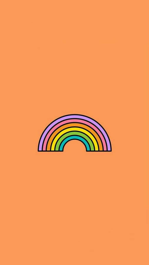 Pastel Orange Aesthetic Rainbow Wallpaper