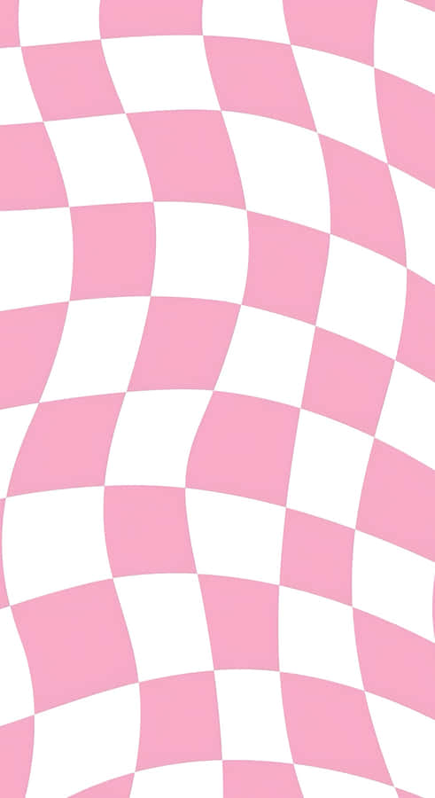 Pastel Pink Checkerboard Waves Wallpaper