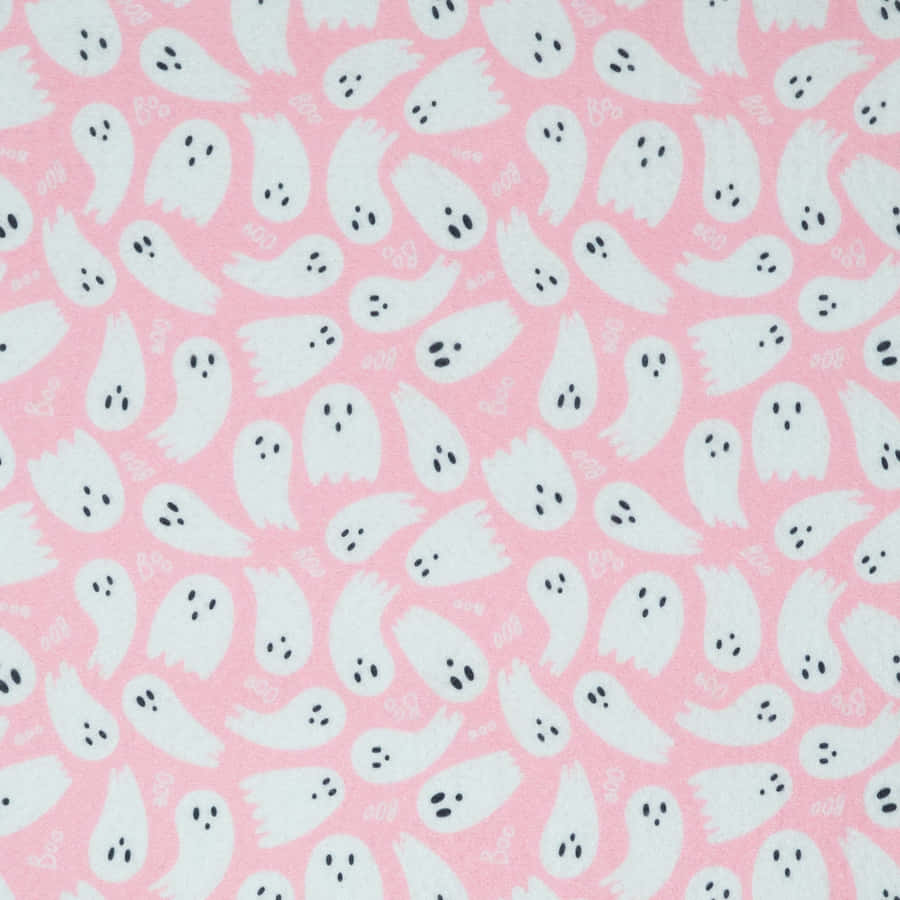 Pastel Pink Ghost Pattern Wallpaper