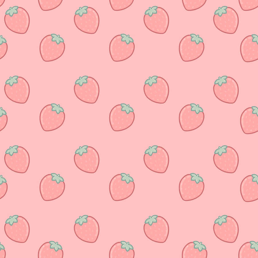 Pastel Pink Strawberry Fruit Wallpaper