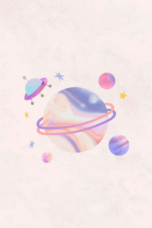Pastel Planetary Dreamscape Wallpaper