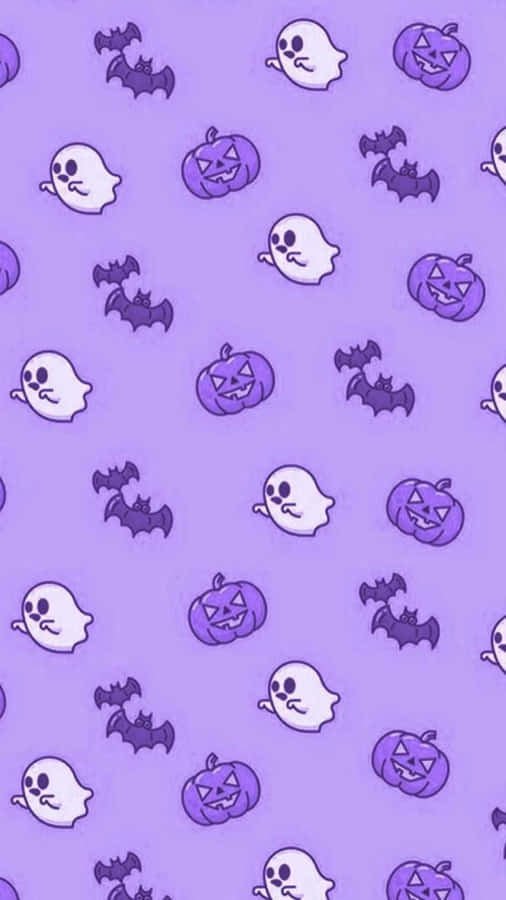 Pastel Purple Halloween Pattern Wallpaper