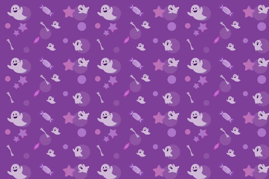 Pastel Purple Halloween Pattern Wallpaper