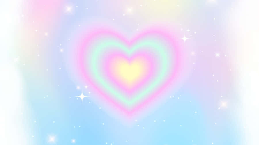 Pastel Rainbow Heart Aura Wallpaper