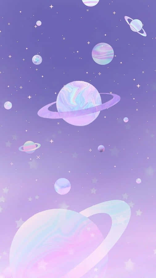 Pastel_ Space_ Planets_ Background Wallpaper