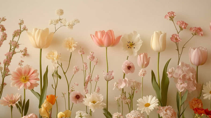 Pastel Spring Floral Arrangement Wallpaper