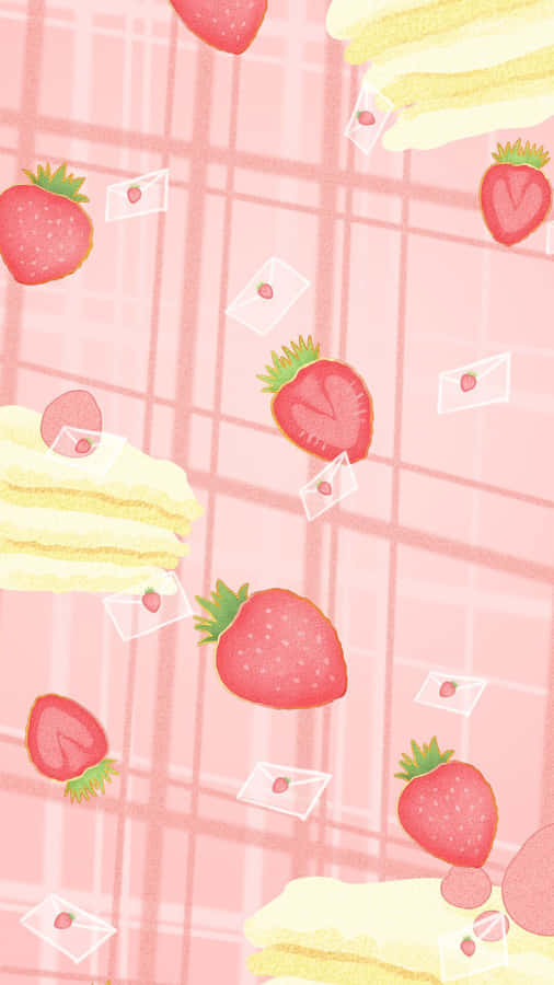 Pastel Strawberry Cake Wallpaper