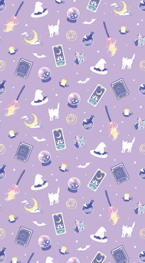 Pastel Witch Pattern Aesthetic.jpg Wallpaper