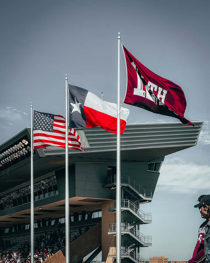 Patriotic Flags Over Stadium Wallpaper