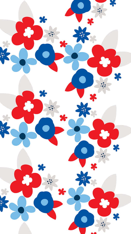 Patriotic Floral Pattern Wallpaper