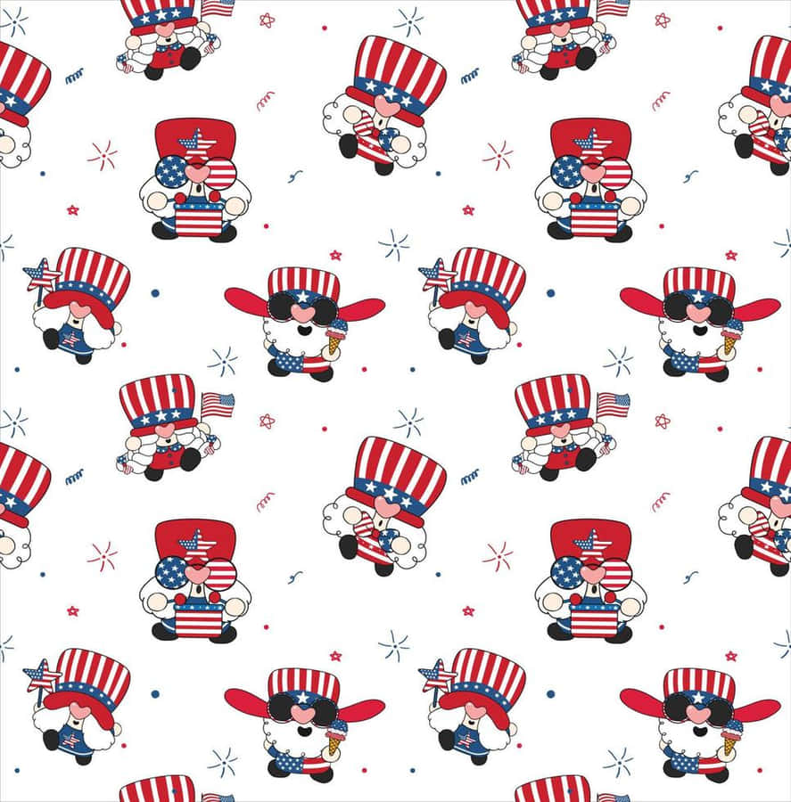 Patriotic Sheep4thof July Pattern Wallpaper