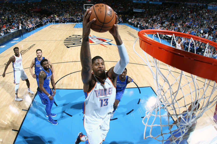 Paul George Basketball Player Of Oklahoma City Thunders Wallpaper