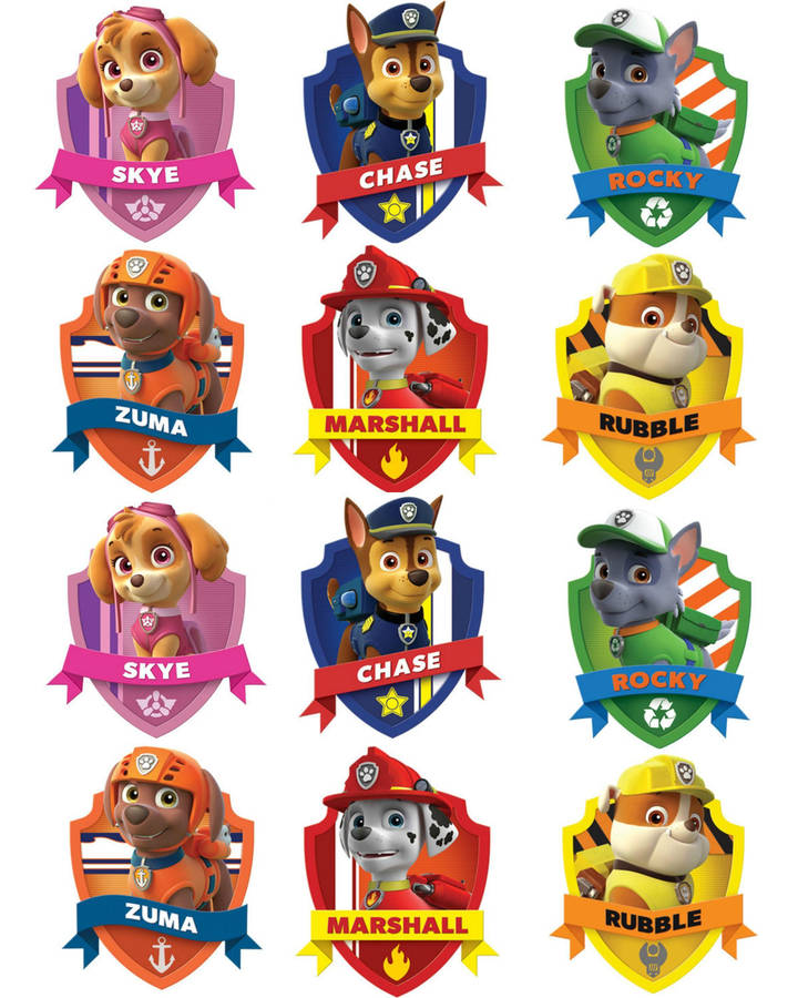Paw Patrol Character Badges Wallpaper