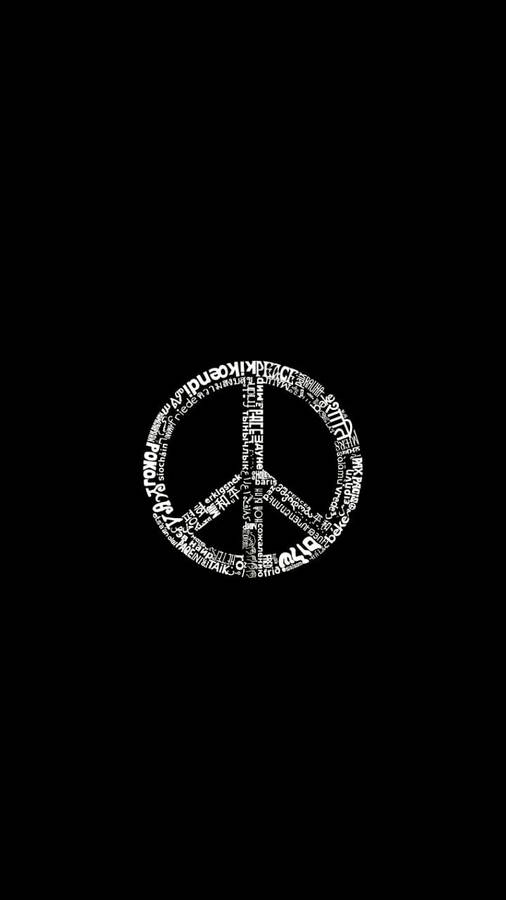 Peace Symbol Typography In Solid Black Wallpaper