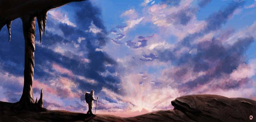 Peaceful Astronaut Exploration Wallpaper