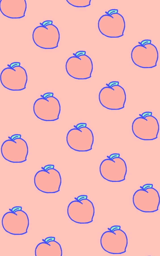 Peach Pattern With Blue And Pink Peaches Wallpaper