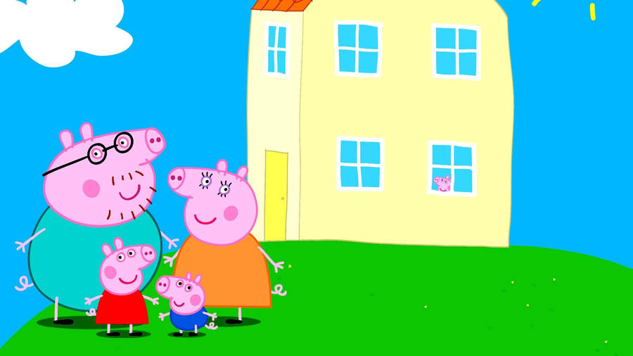 Peppa Pig And Her Family Enjoy A Fun Day Out! Wallpaper