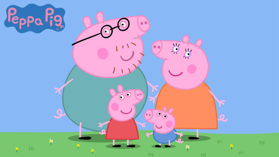 Peppa Pig And Her Family Enjoy Time Together Wallpaper