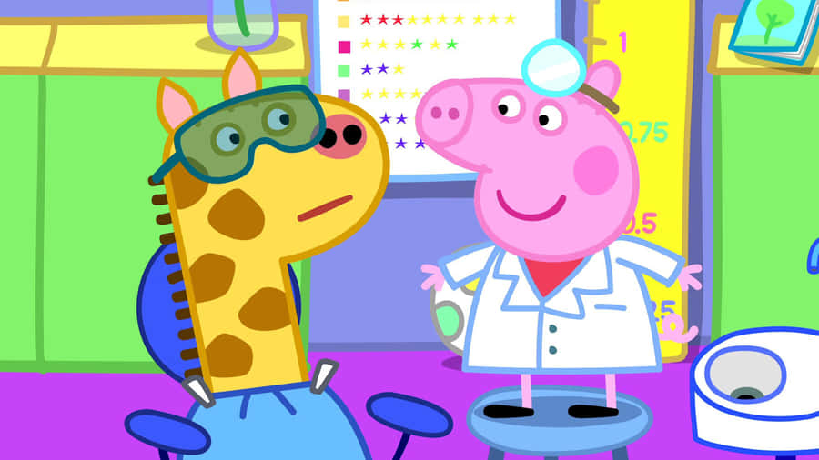 Peppa Pig Dentist Visit Gerald Giraffe Wallpaper