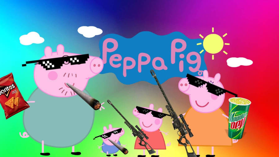 “peppa Pig, The Coolest Pig Around” Wallpaper