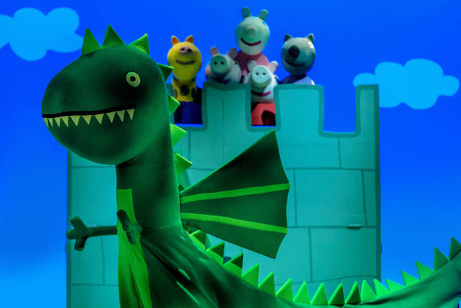 Peppa Pigand Friendswith Dragonat Castle Wallpaper