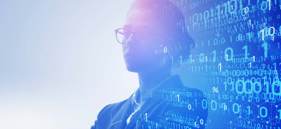 Person With Eyeglasses Thinking About Inscrutable Codes Wallpaper