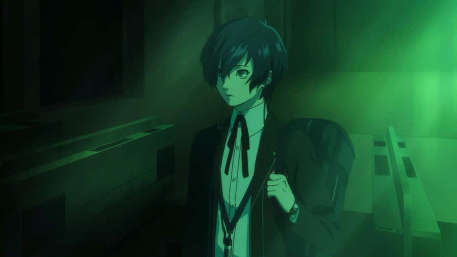 Persona3 Protagonist Green Hue Wallpaper