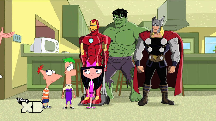 Phineas And Ferb And Marvel Wallpaper