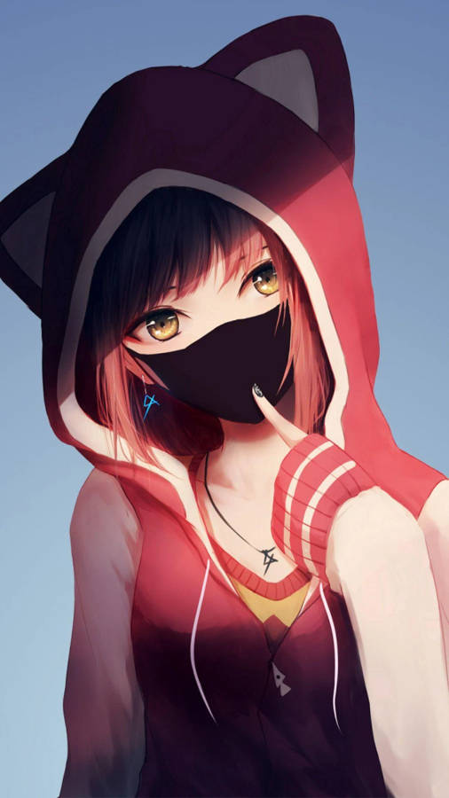 Phone Girl Red Hoodie Wallpaper