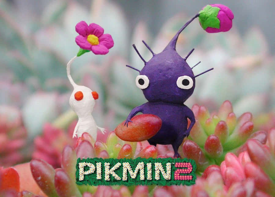 Pikmin Charactersin Natural Setting Wallpaper