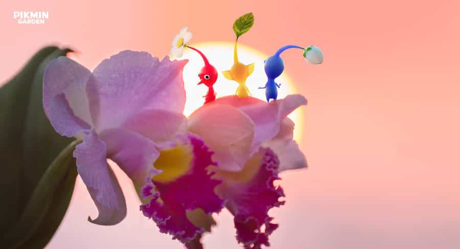 Pikmin Floral Sunset Adventure Wallpaper