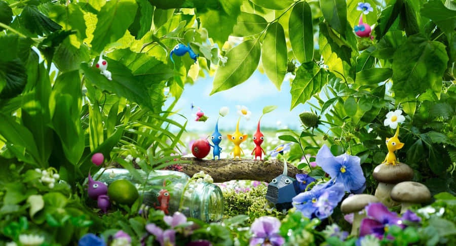 Pikmin Gatheringin Garden Wallpaper