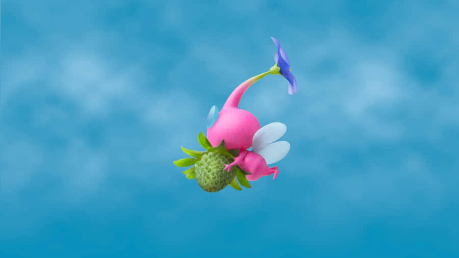 Pikmin4 Flying Pink Character Wallpaper