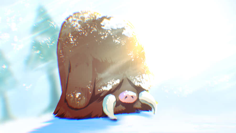 Piloswine Surrounded By Snow Desktop Wallpaper