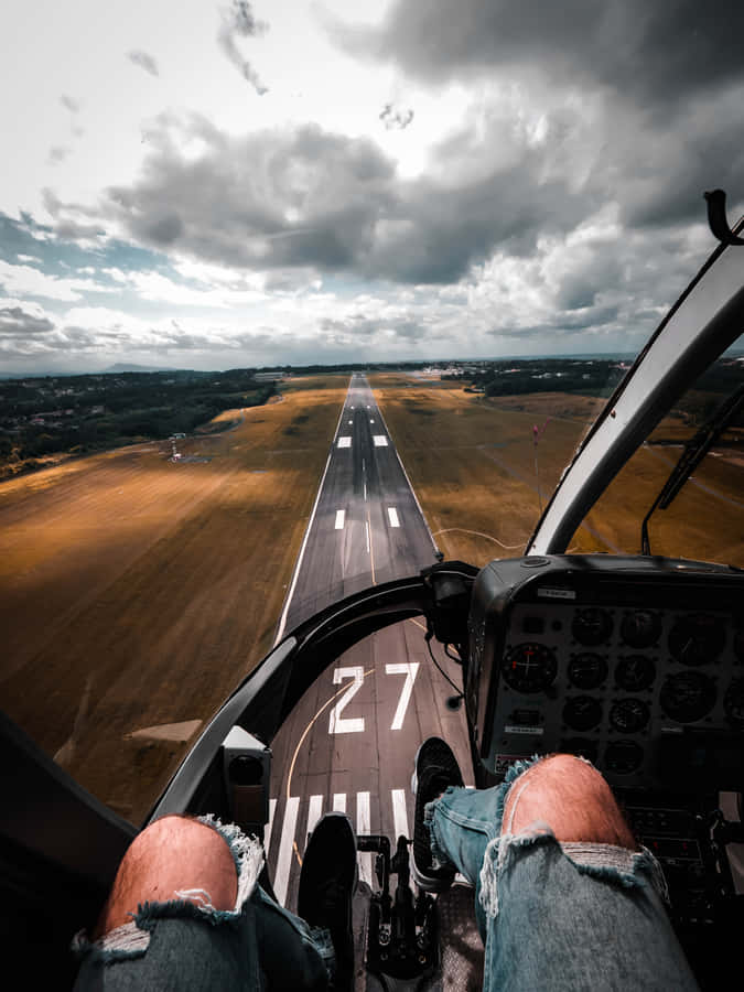 Pilot Landing On A Runway Pov Wallpaper