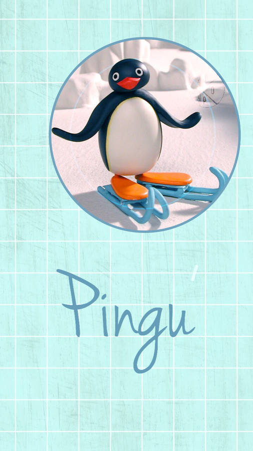 Pingu Blue Grid Wallpaper