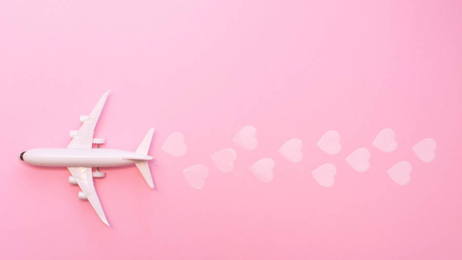 Pink Aeroplane Toy Hearts Wallpaper