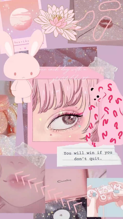 Pink Aesthetic Anime Phone Collage Wallpaper