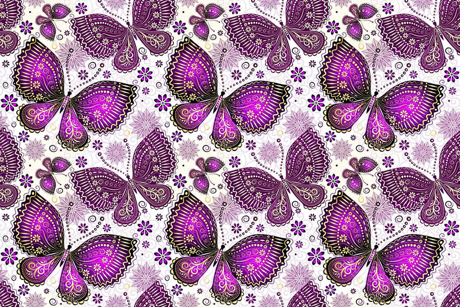 Pink And Purple Butterfly Pattern Wallpaper