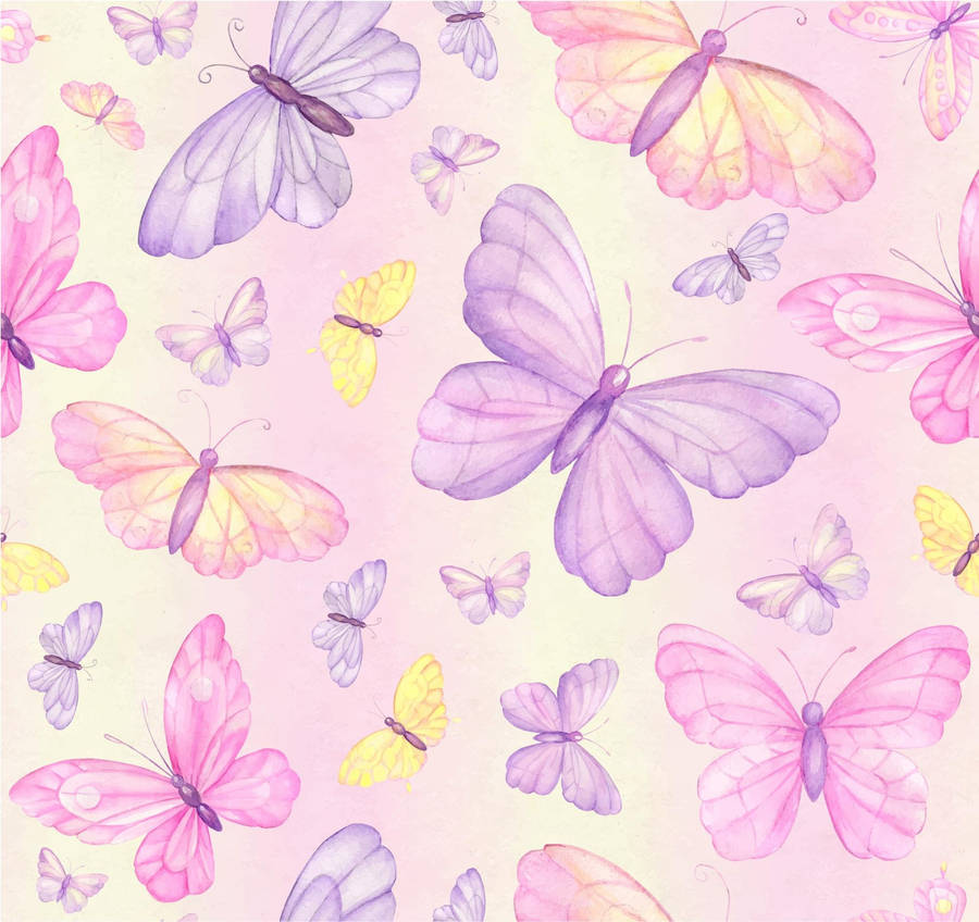 Pink And Purple Pastel Butterflies Wallpaper