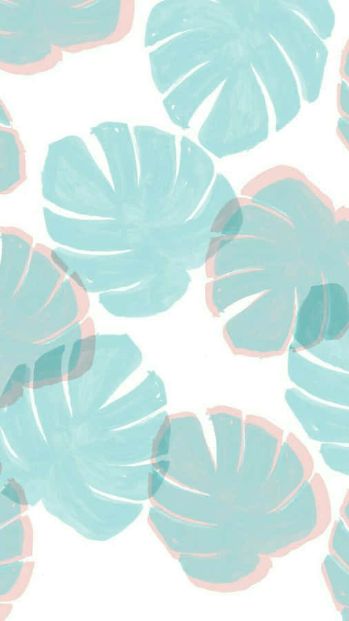 Pink And Teal Leaf Pattern- Wallpaper Wallpaper