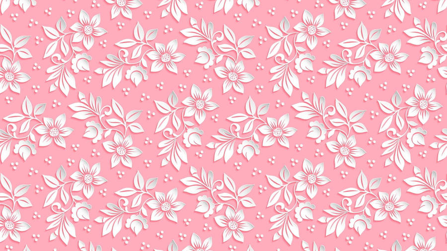 Pink And White Floral Patterns Wallpaper