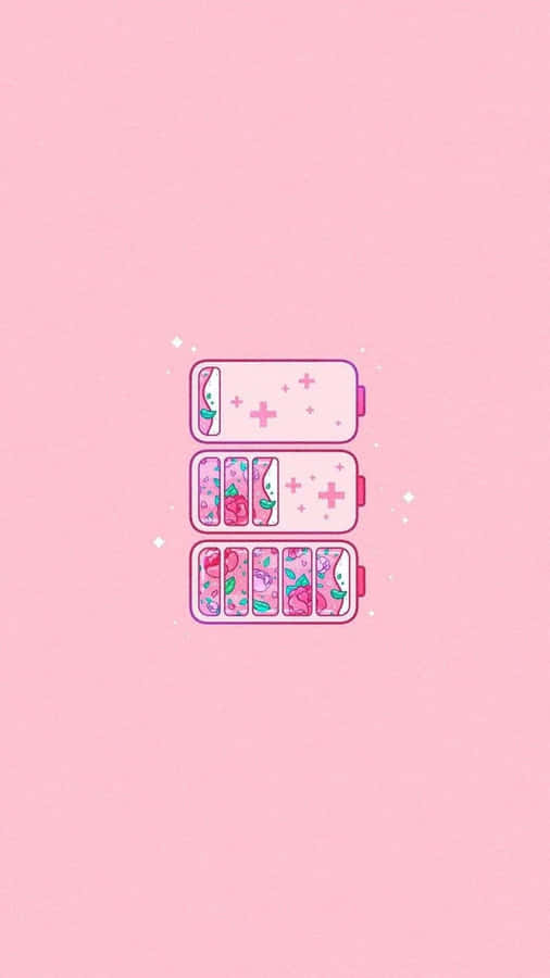 Pink Anime Battery Aesthetic Wallpaper Wallpaper