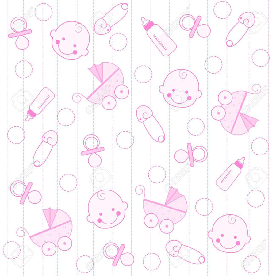 Pink Baby Shower Background With Baby Items Wallpaper